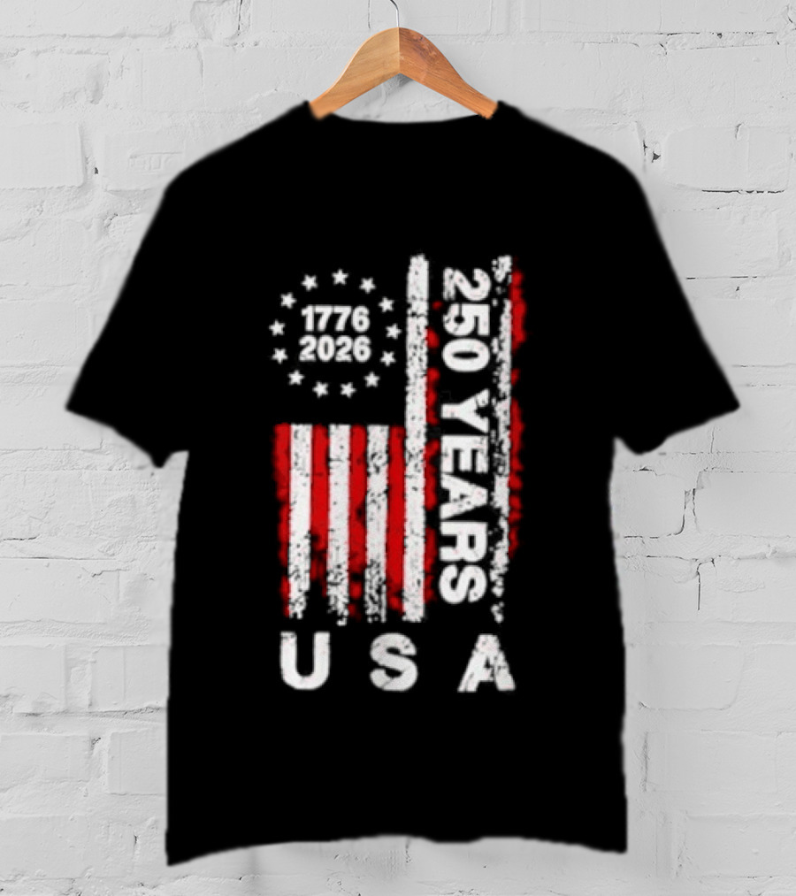 250 Years USA 1776 2026 Flag Stars Stripes Celebration T-Shirt