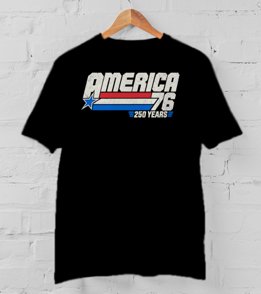 America 76 Star Red White Blue 250 Years Celebration T-Shirt