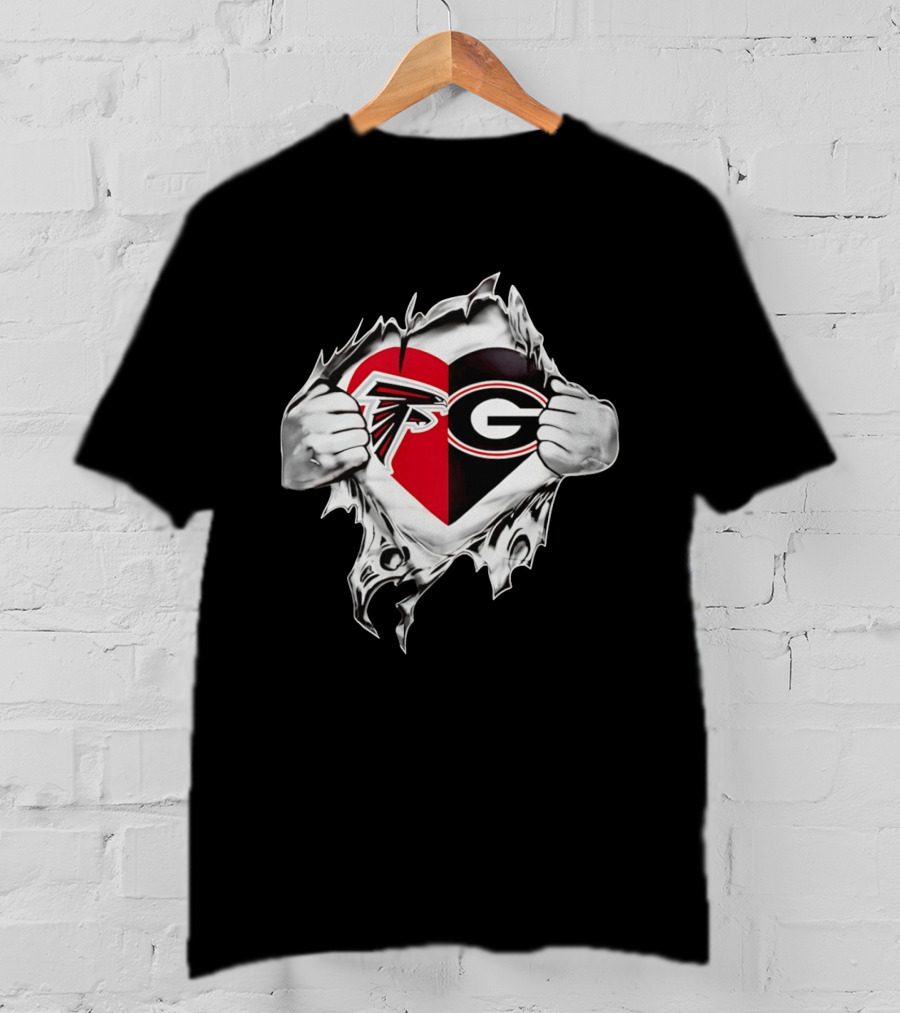 Atlanta Falcons Georgia Bulldogs Heart Fan Pride T-Shirt