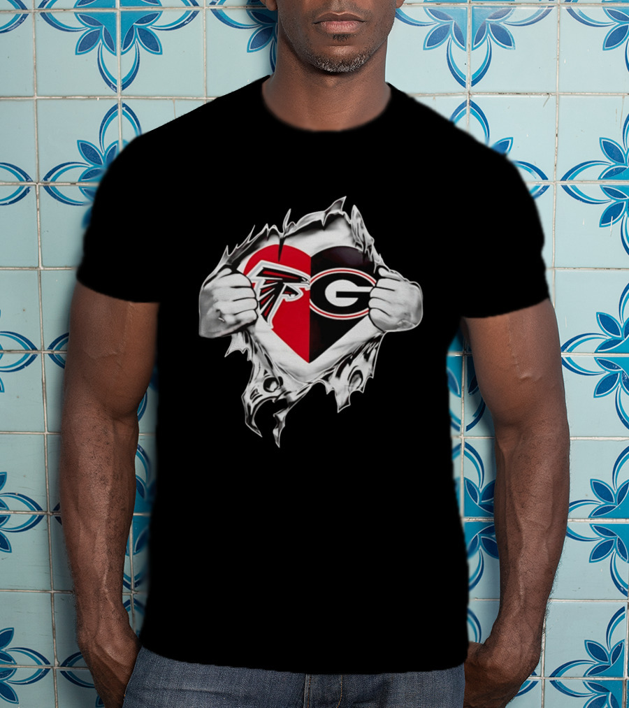 Atlanta Falcons Georgia Bulldogs Heart Fan Pride T-Shirt