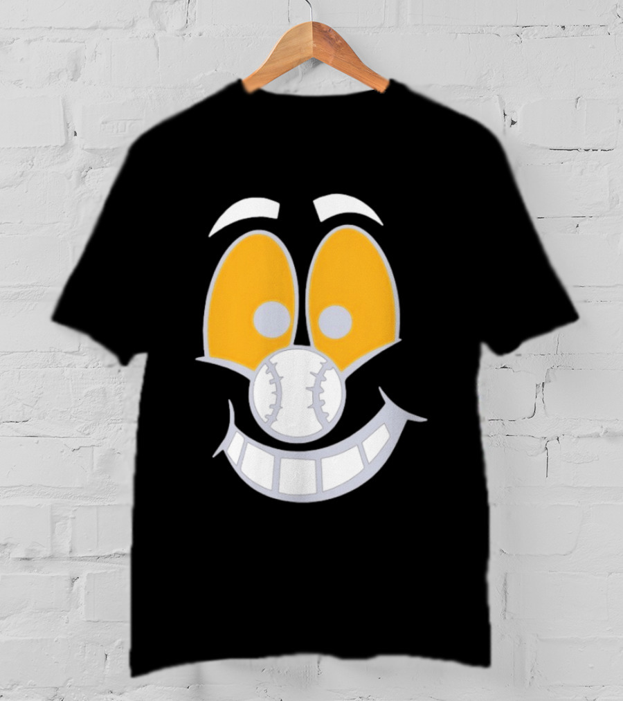 Cartoon Baseball Smile Face With Playful Eyes T-Shirt