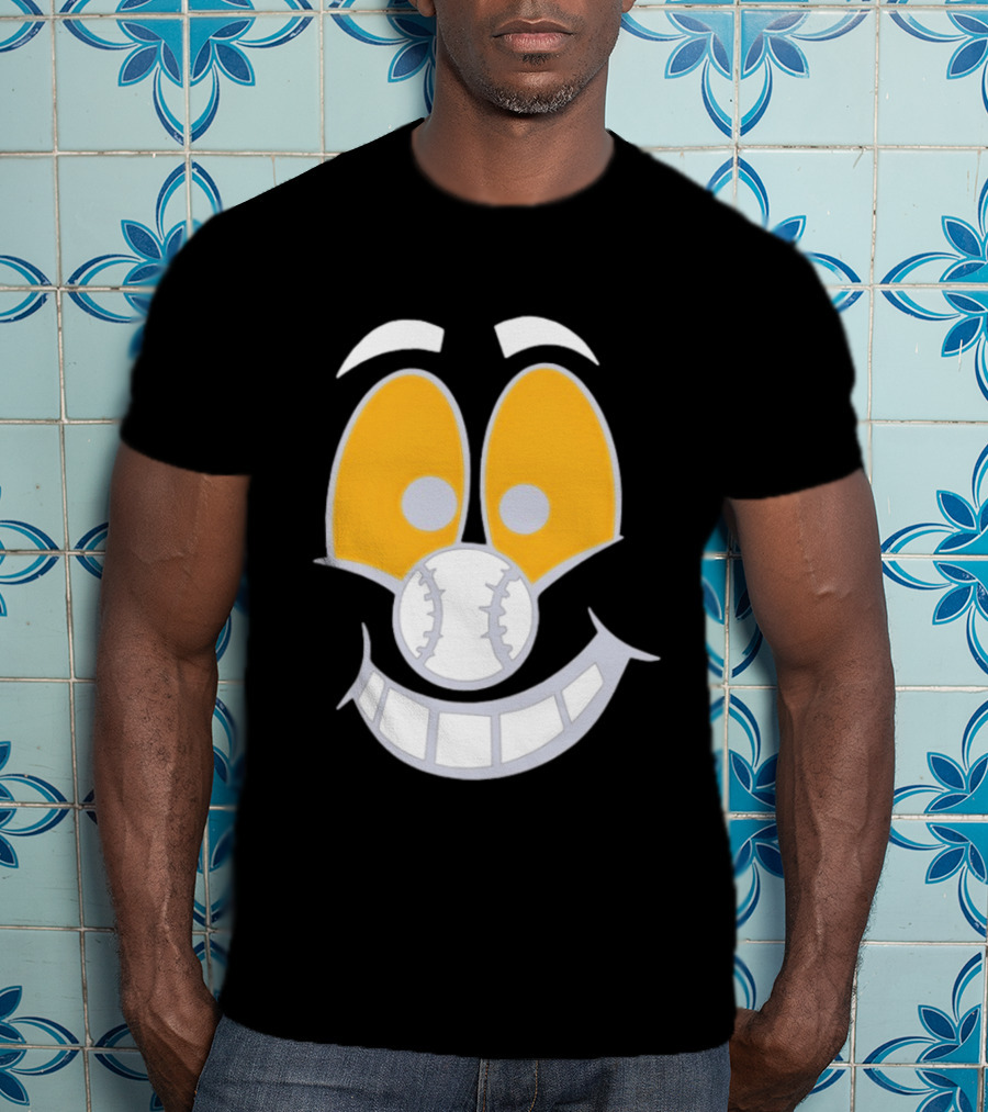 Cartoon Baseball Smile Face With Playful Eyes T-Shirt