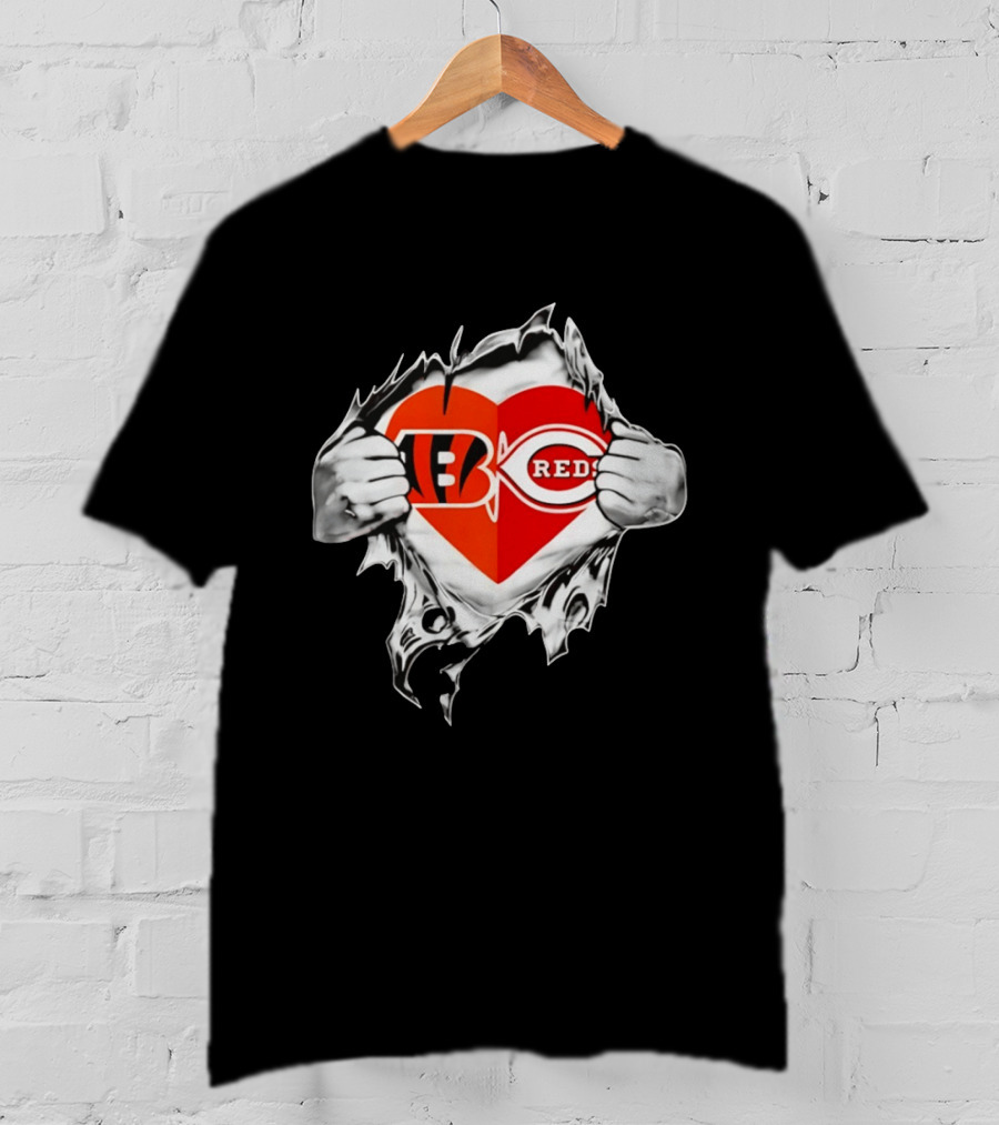Bengals Reds Heart Ohio Sports MLB Fan Pride T-Shirt