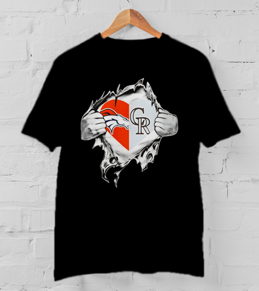 Broncos Rockies Heart Split Collaboration T-Shirt