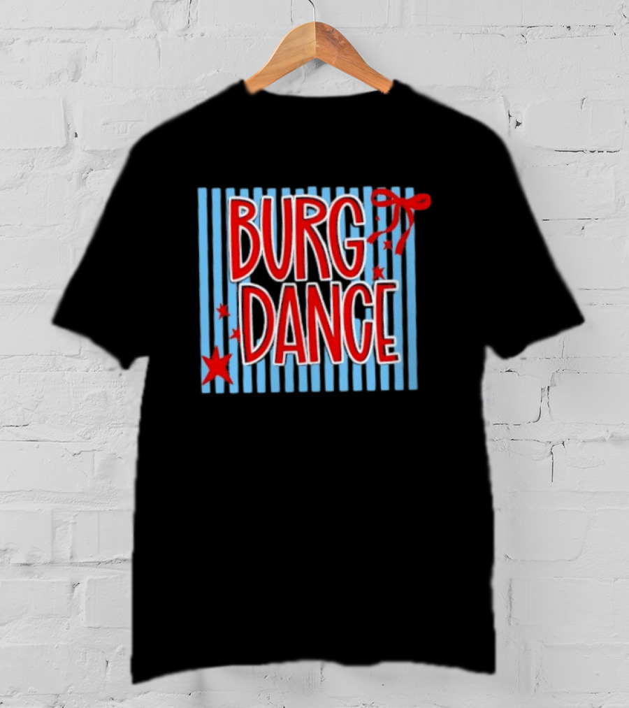Burg Dance Stripe Red Stars And Bow T-Shirt