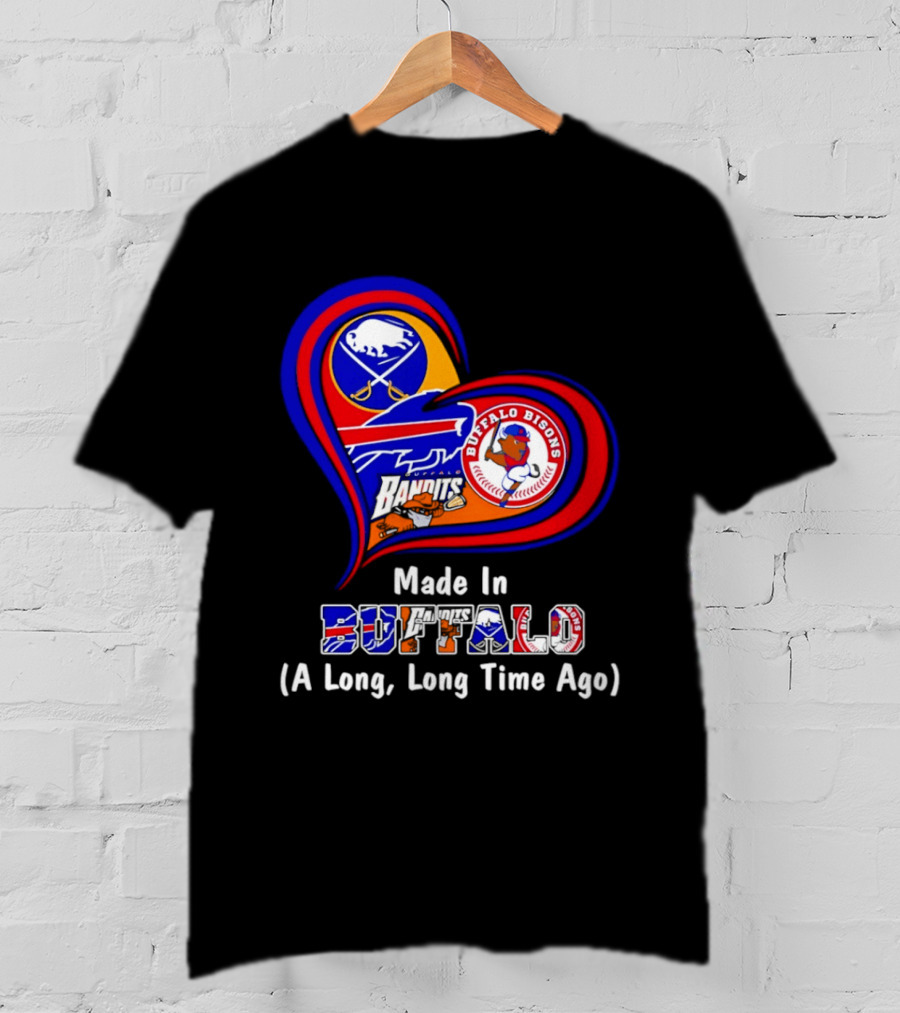 Buffalo Sabres Bills Bisons Made In Buffalo Heart T-Shirt
