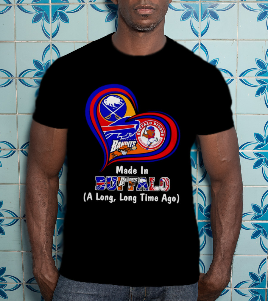 Buffalo Sabres Bills Bisons Made In Buffalo Heart T-Shirt