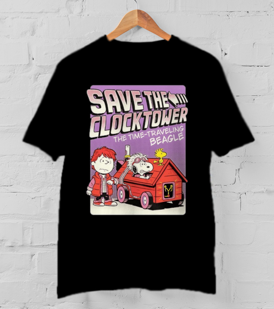 Save The Tower The Time Traveling Beagle Retro Adventure T-Shirt