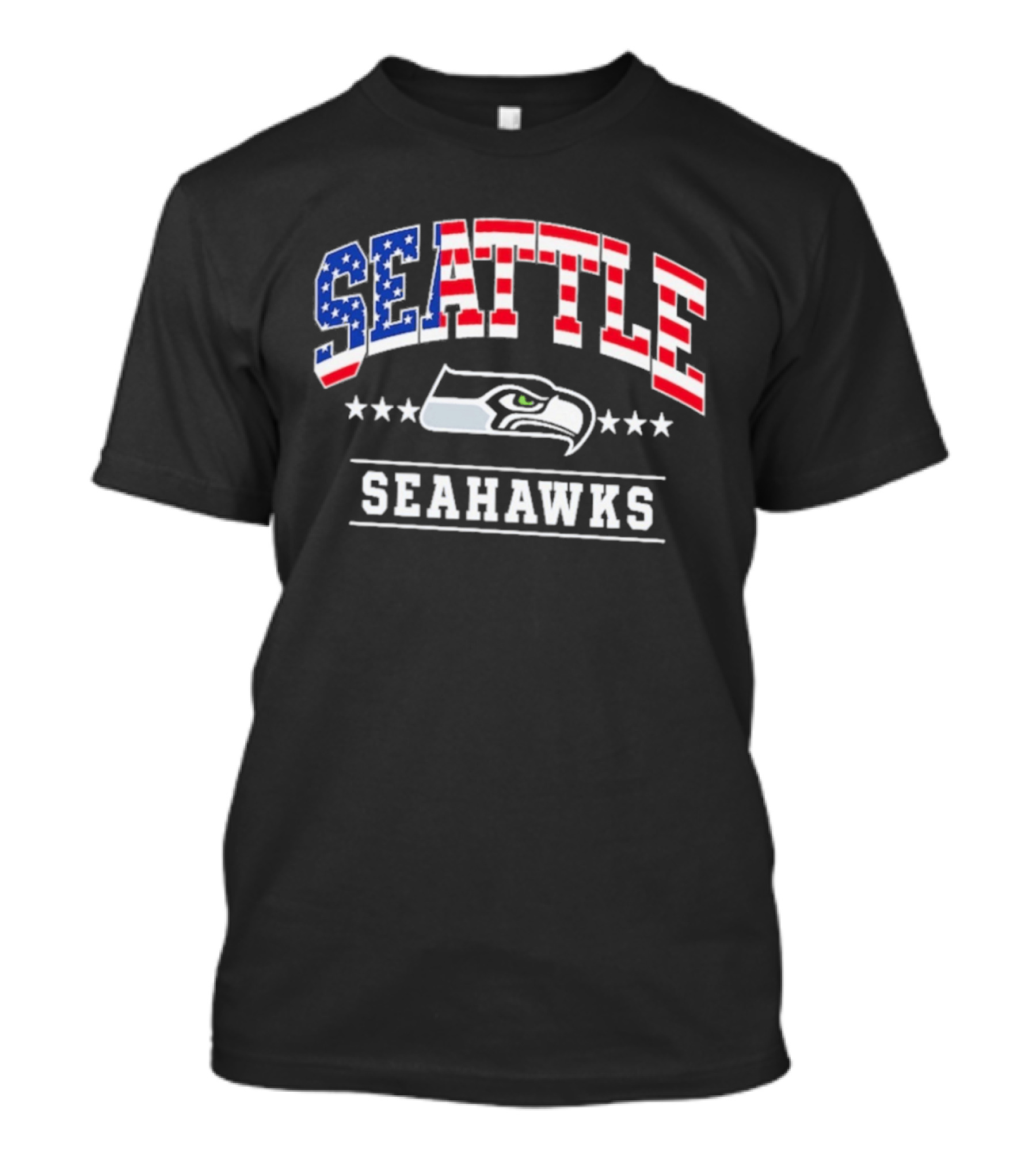 Seattle Seahawks Navy Americana Arch 250th Anniversary Stars And Stripes Football Fan T-Shirt
