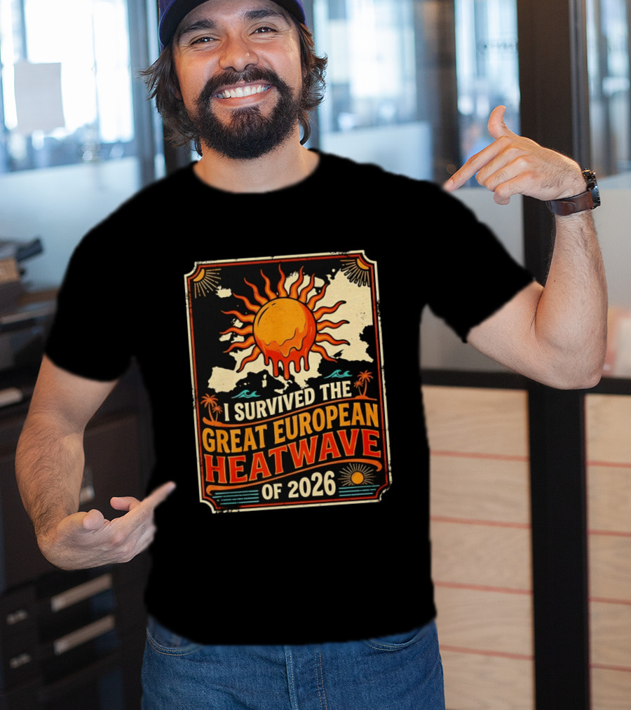 I Survived The Great European Heatwave Of 2026 Vintage Map Sun T-Shirt