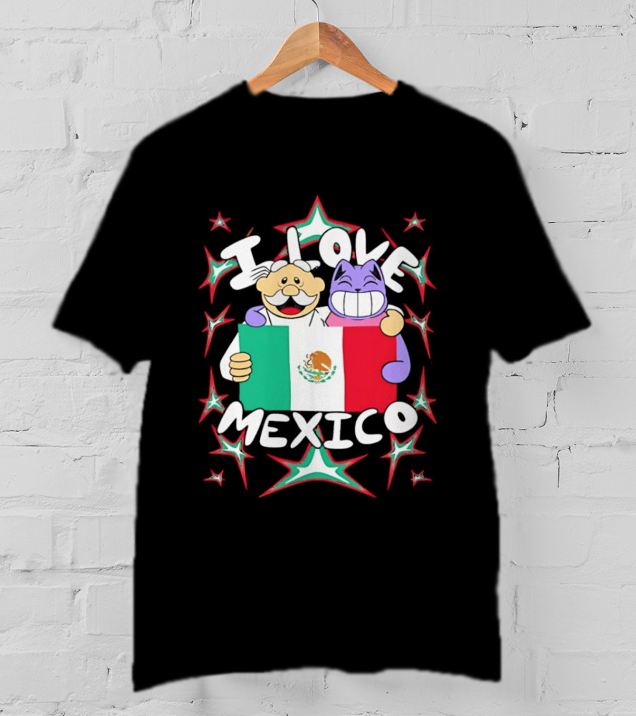 I Love Mexico Mexican Flag Cartoon Cat And Doctor T-Shirt