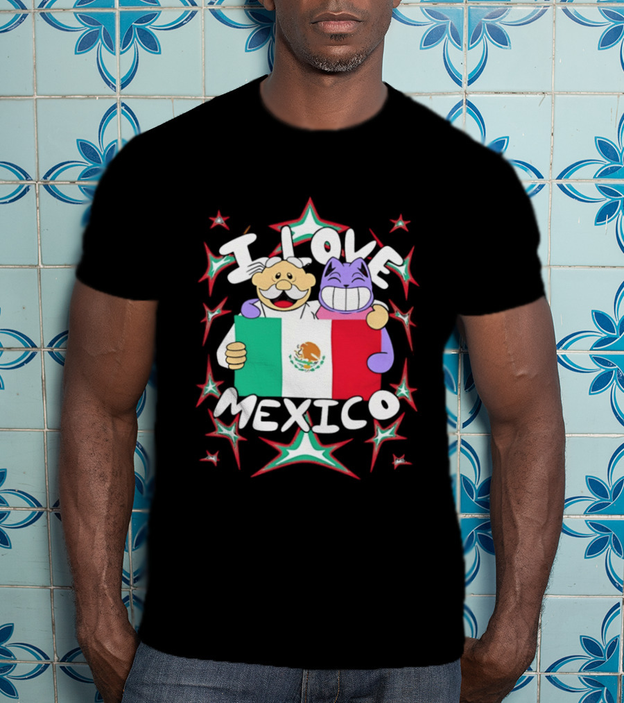 I Love Mexico Mexican Flag Cartoon Cat And Doctor T-Shirt