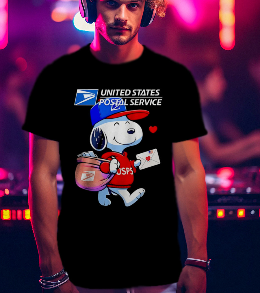 Snoopy USPS Mail Carrier United States Postal Service Official Collaboration T-Shirt