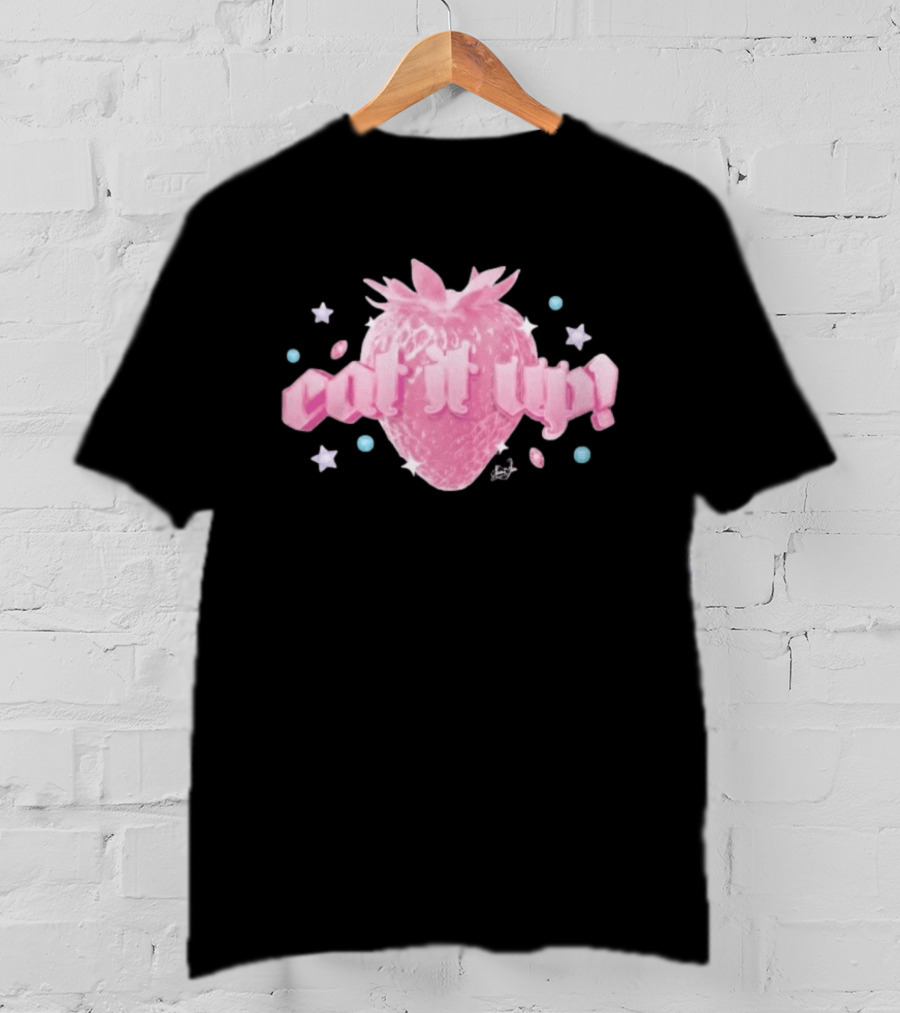 Naomi Jon Eat It Up Pink Strawberry Gothic Stars T-Shirt