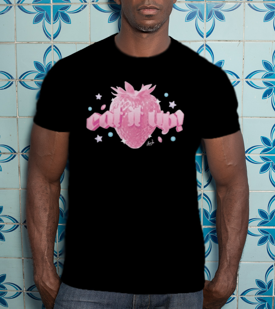 Naomi Jon Eat It Up Pink Strawberry Gothic Stars T-Shirt