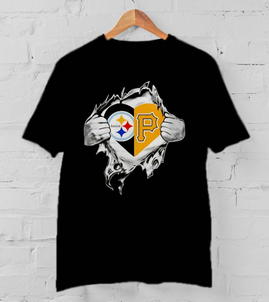 Steelers Pirates Heart Pittsburgh NFL MLB Fans T-Shirt