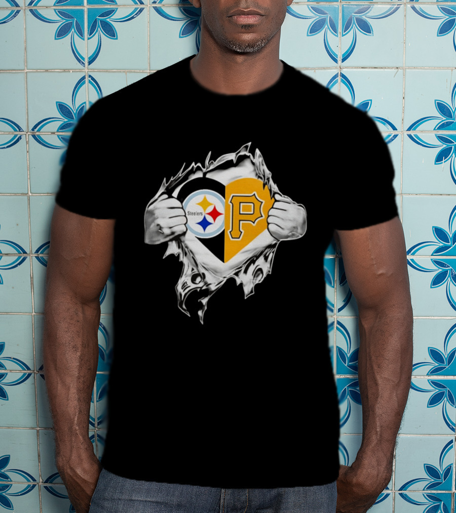 Steelers Pirates Heart Pittsburgh NFL MLB Fans T-Shirt