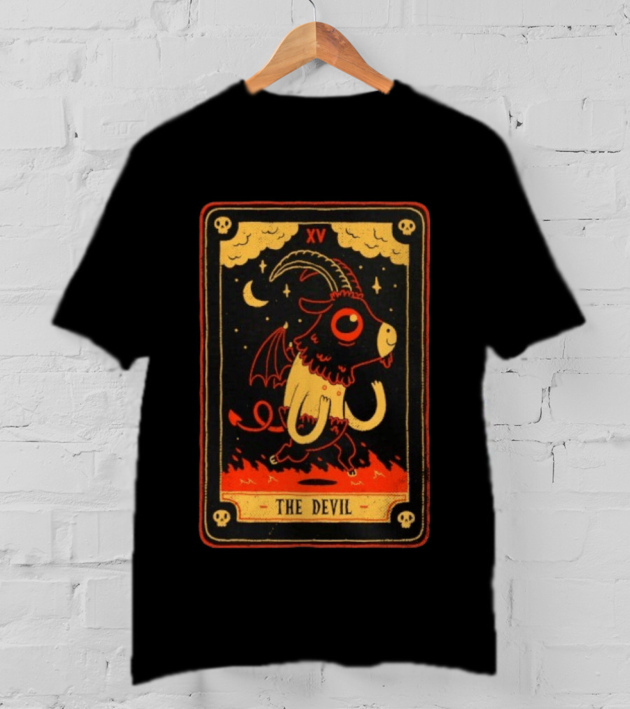 The Devil Tarot Card XV Occult Goat Satanic Gothic Baphomet T-Shirt