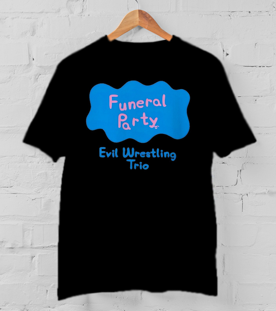Funeral Party Evil Wrestling Trio Retro Blue Pink T-Shirt