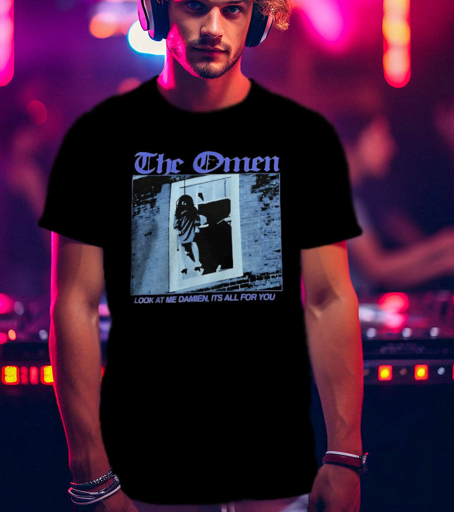 The Omen Look At Me Damien It's All For You Classic Horror Scene T-Shirt