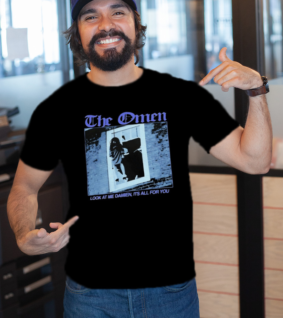 The Omen Look At Me Damien It's All For You Classic Horror Scene T-Shirt