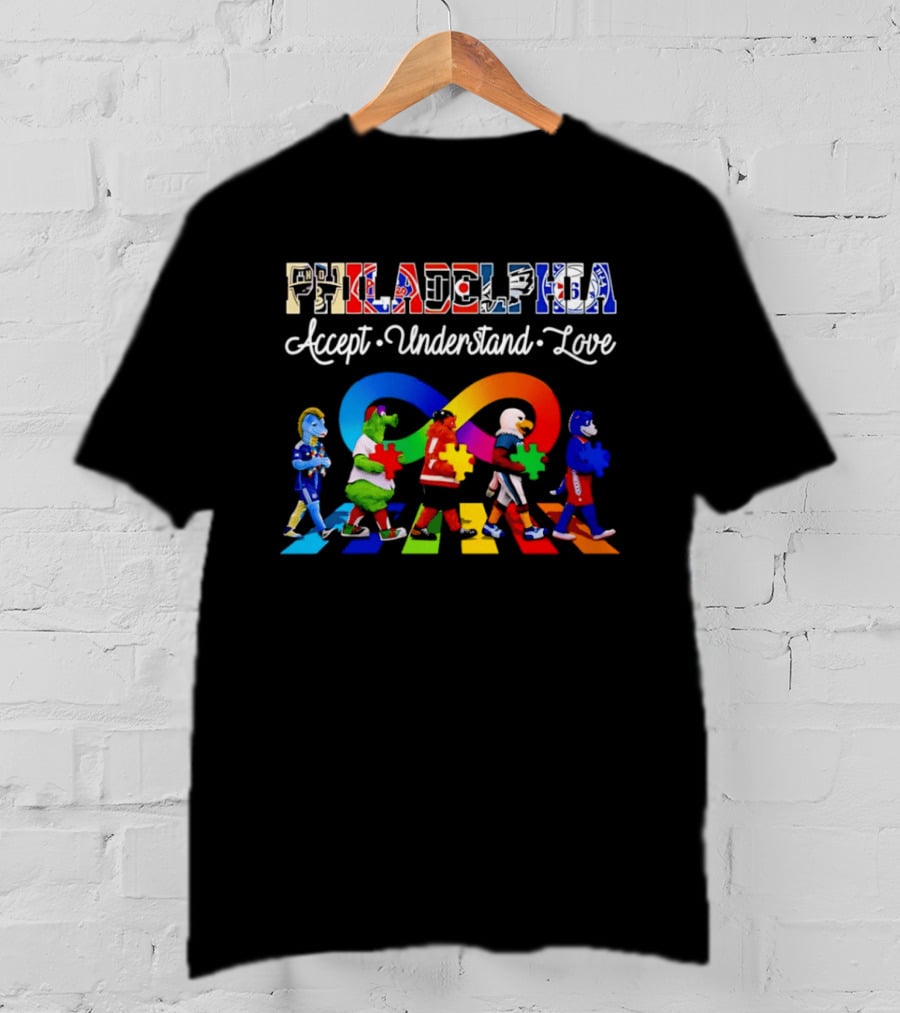 Philadelphia Mascots Autism Awareness Accept Understand Love T-Shirt