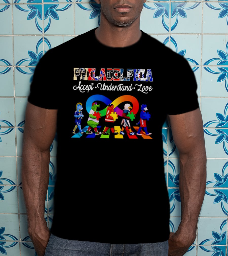 Philadelphia Mascots Autism Awareness Accept Understand Love T-Shirt