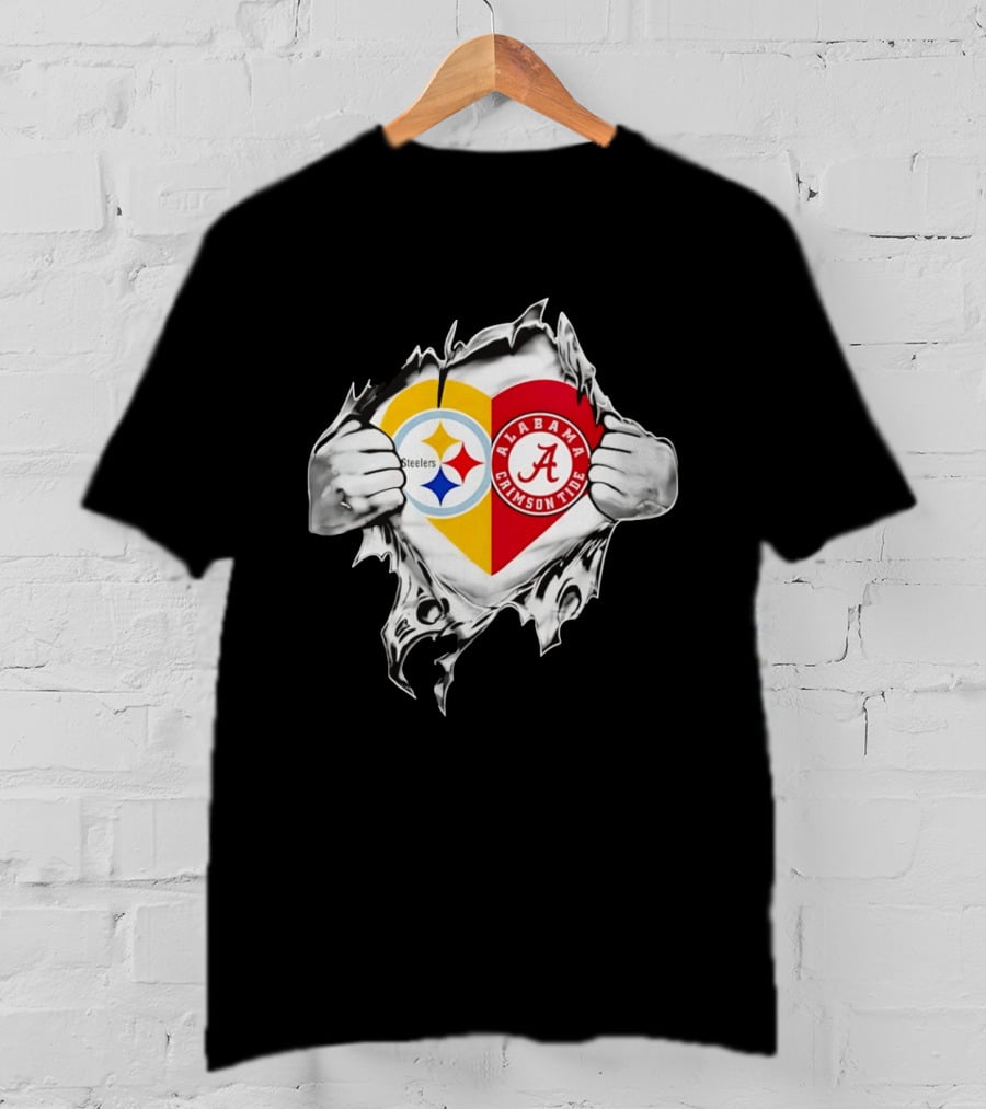 Pittsburgh Steelers Alabama Crimson Tide Heart Dual T-Shirt