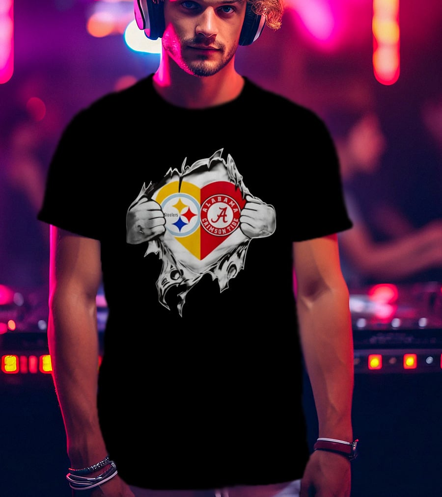 Pittsburgh Steelers Alabama Crimson Tide Heart Dual T-Shirt