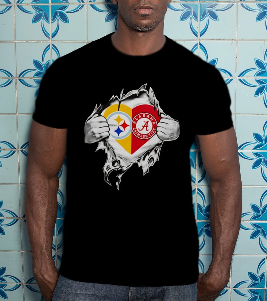 Pittsburgh Steelers Alabama Crimson Tide Heart Dual T-Shirt