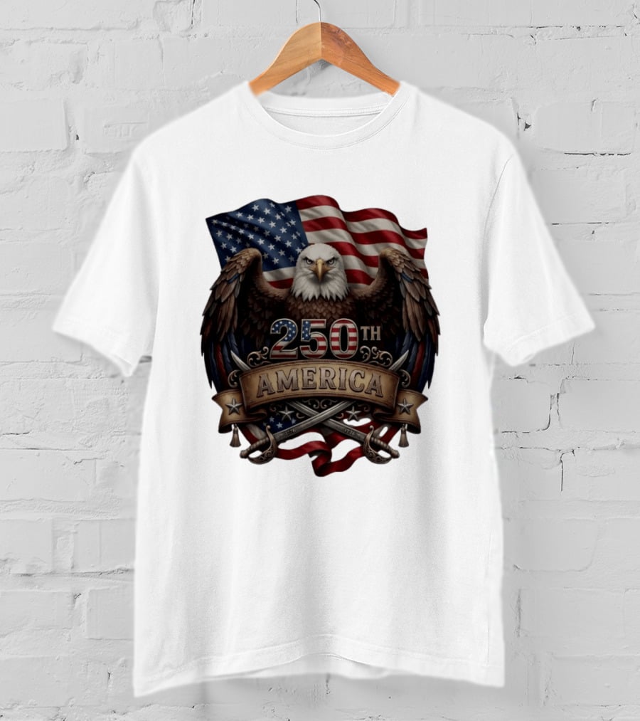 Patriotic Bald Eagle USA Flag America 250th Anniversary T-Shirt