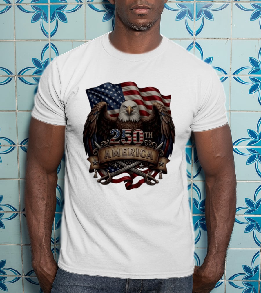 Patriotic Bald Eagle USA Flag America 250th Anniversary T-Shirt