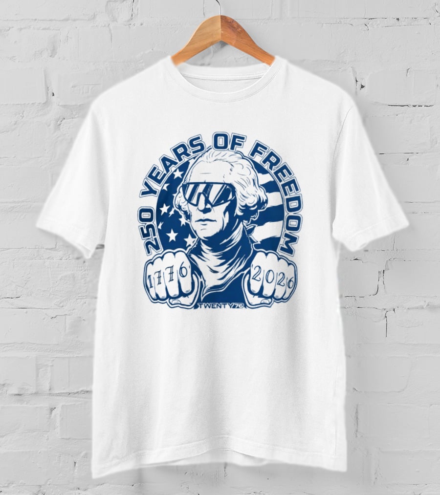 George Washington 250 Years Of Freedom 1776 2026 USA Stars And Stripes T-Shirt