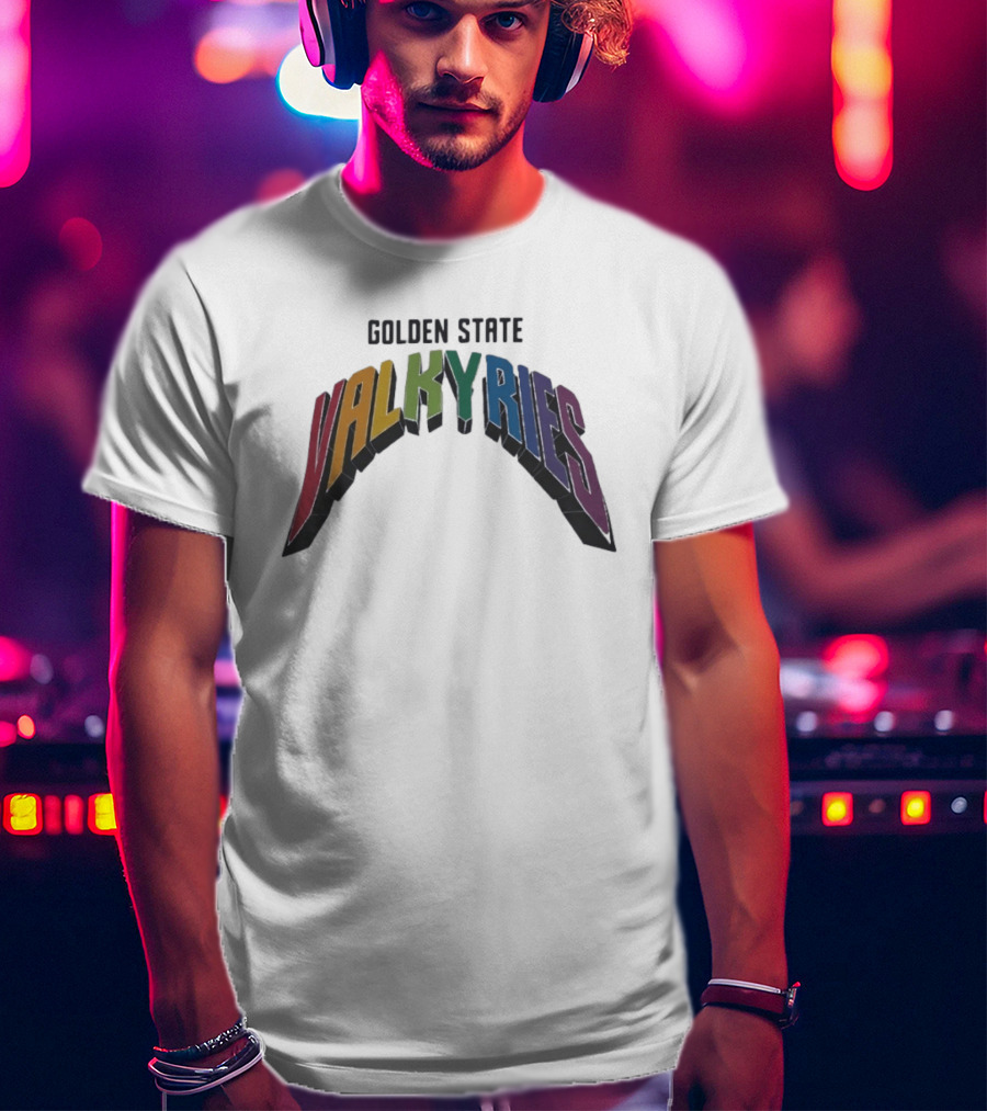 Golden State Valkyries Rainbow Multicolor Curved T-Shirt