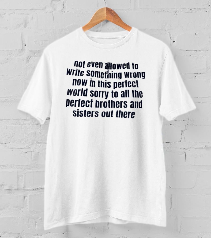 Not Even Allowed To Write Something Wrong Now In This Perfect World Sorry To All The Perfect Brothers And Sisters Out There T-Shirt