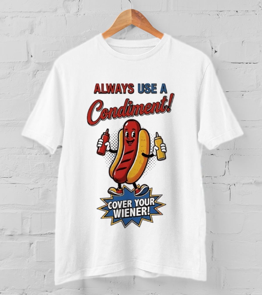 Always Use A Condiment Cover Your Wiener Hot Dog T-Shirt