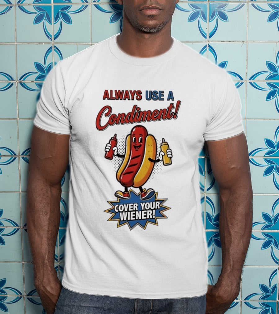 Always Use A Condiment Cover Your Wiener Hot Dog T-Shirt