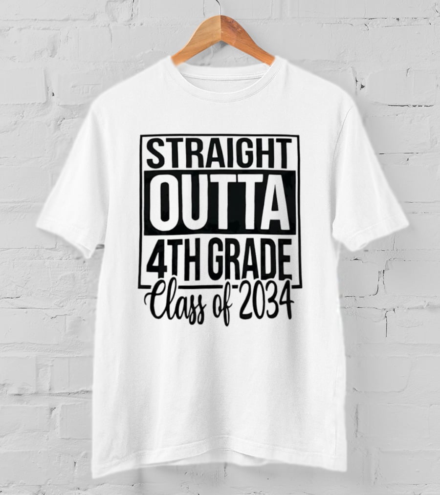 Straight Outta 4th Grade Class Of 2034 Graduation Celebration T-Shirt