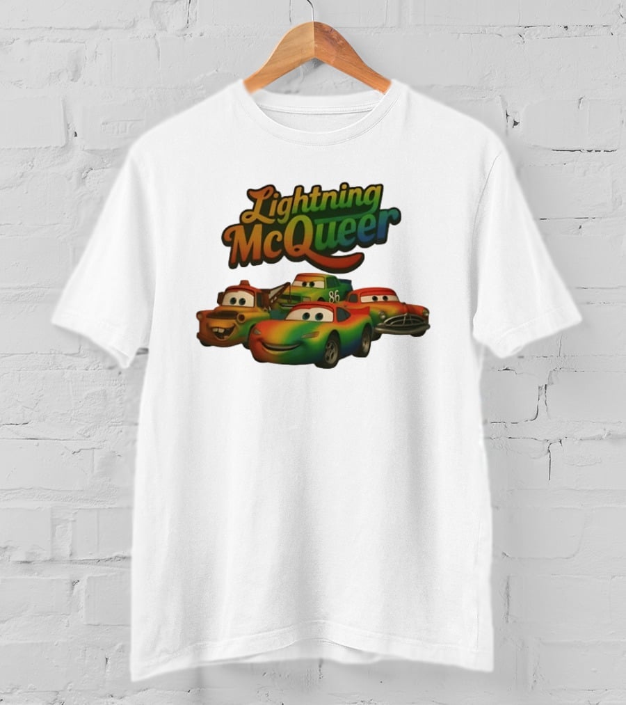 Lightning McQueer Pride Cars Movie Characters Rainbow T-Shirt