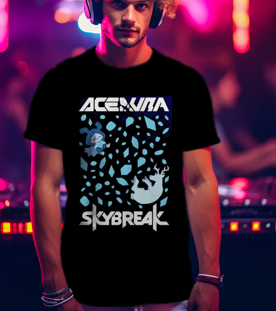 Ace Aura Skybreak EDM Music Artistic Falling Character And Deer With Blue Leaves T-Shirt