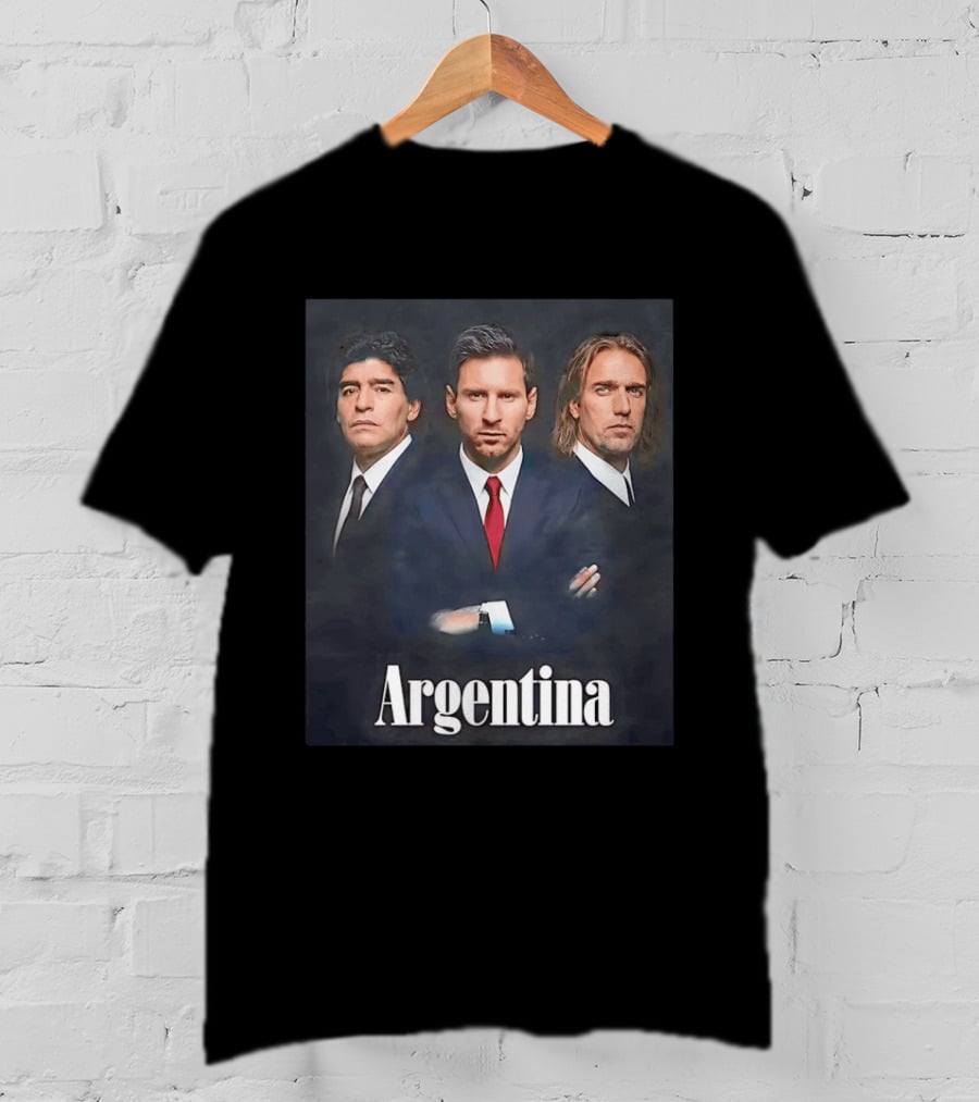 Argentina Legends Diego Maradona Lionel Messi Mario Kempes T-Shirt