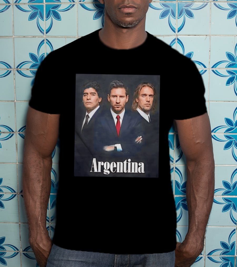 Argentina Legends Diego Maradona Lionel Messi Mario Kempes T-Shirt