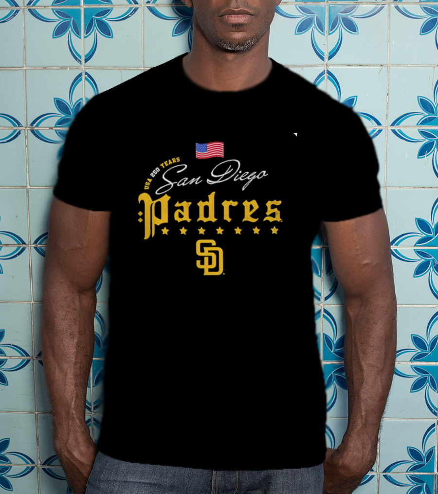 San Diego Padres USA 250 Years 4th Of July Celebration Stars And Stripes Edition T-Shirt