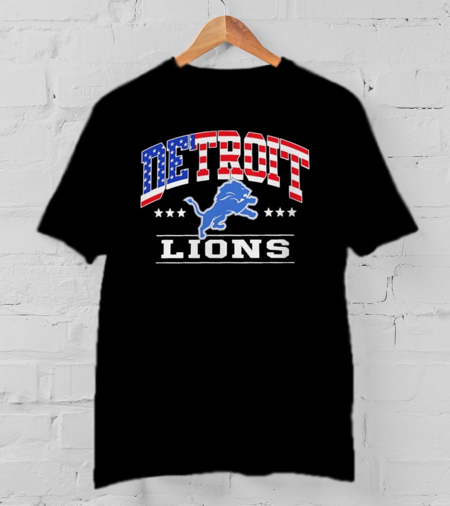Detroit Lions 1776 2026 250 Years 4th Of July American Flag NFL Team Stars And Stripes T-Shirt