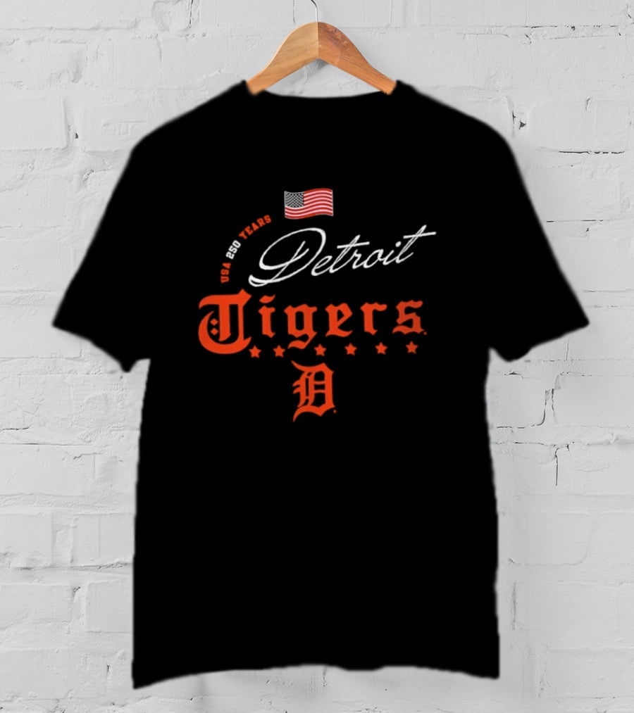 Detroit Tigers 250 Years USA Celebration Happy 4th Of July T-Shirt
