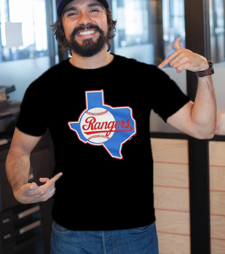 Texas Rangers Baseball Cursive Script Texas State T-Shirt