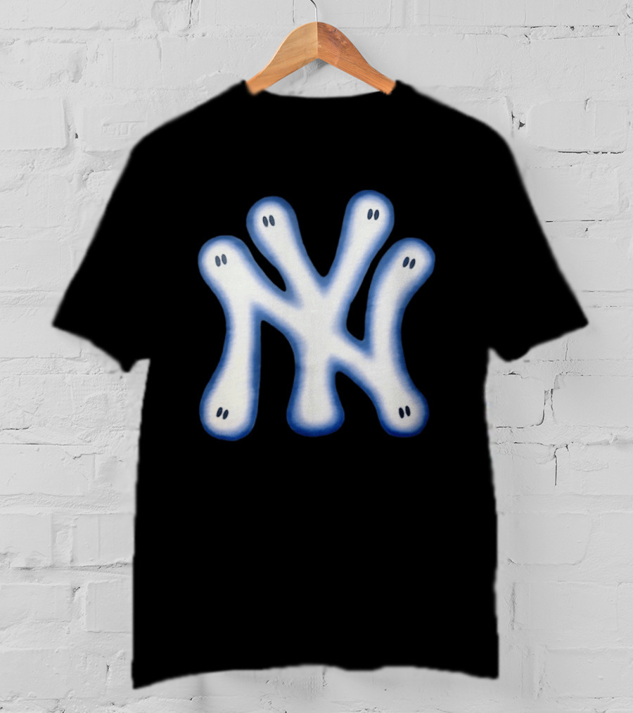 New York Yankees Ghostly Logo With Spooky Eyes T-Shirt