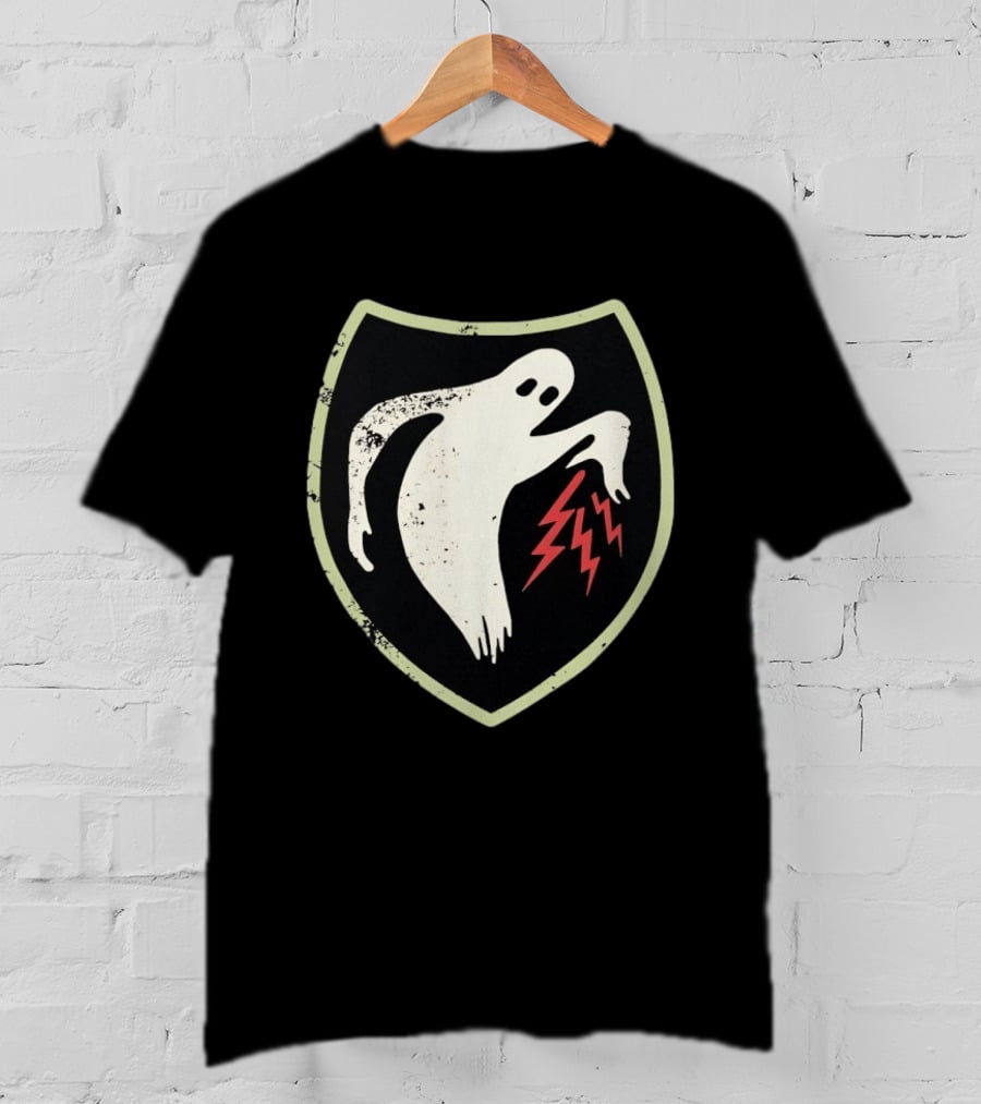 Ghost Reaching Lightning Bolts Shield T-Shirt