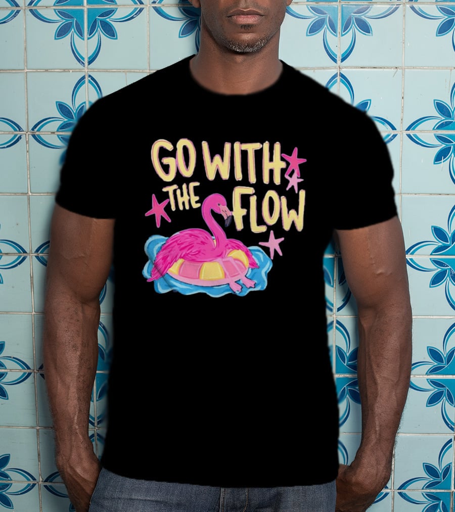 Go With The Flow Flamingo Summer Tropical Vibes T-Shirt