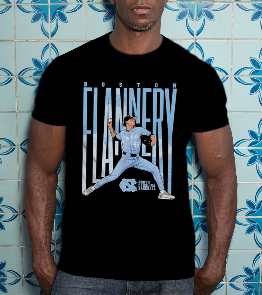 Boston Flannery North Carolina Tar Heels Baseball Carolina 42 T-Shirt